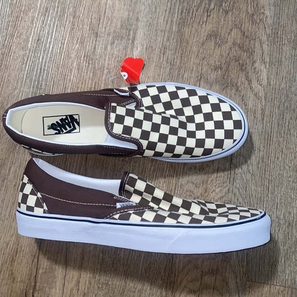 Vans Other - Vans Checkerboard White & Brown Slip-On Shoes size 11